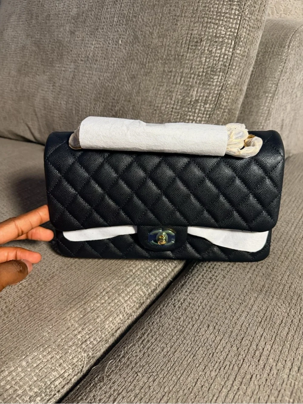 CHANEL Black Quilted Shoulder Bag with Gold-Tone Hardware